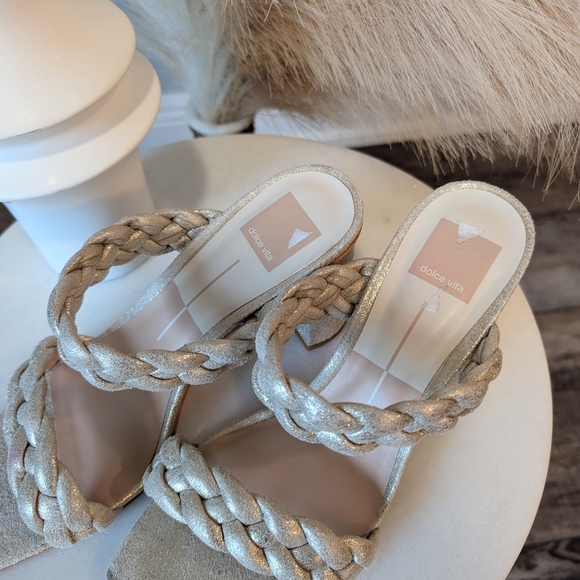 Dolce Vita Gold Braided Heels - Picture 4 of 7